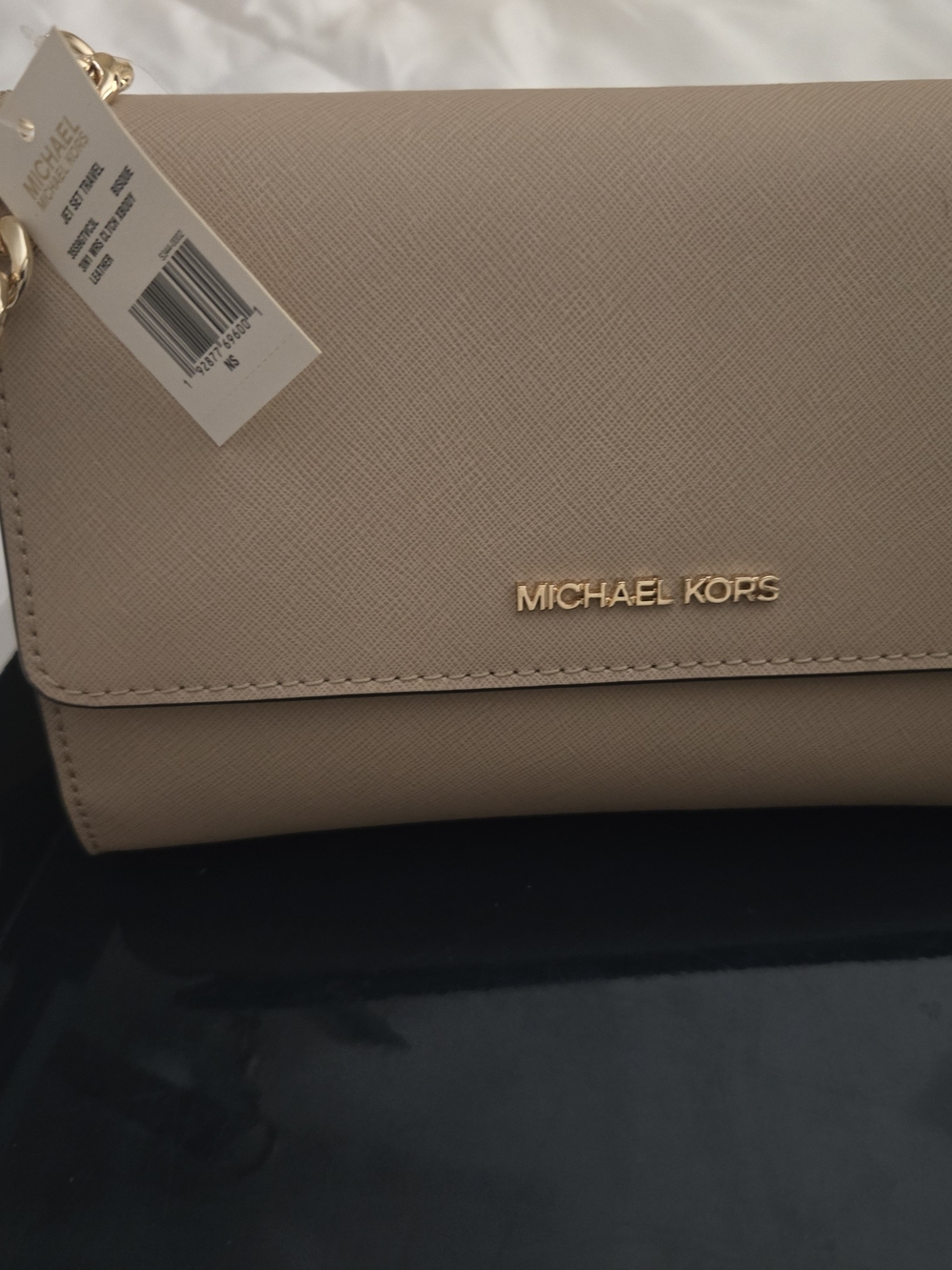 Michael Kors Taupe Saffiano Crossbody Bag with Gold Hardware
